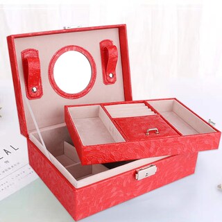 Foto 5 | Foto 5 | Joyero Huoguo Con Cerradura Espejo Estuche De Almacenamiento De 2 Capas - Venta Internacional.