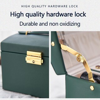 Foto 5 | Foto 5 | Joyero Huoguo Con Cerradura Espejo Y Pantalla De 3 Capas Color Verde - Venta Internacional.