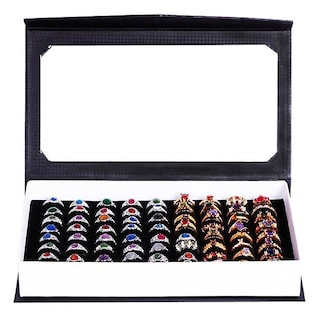 Foto 2 | Foto 2 | Ring Box Huoguo Estuche De Almacenamiento De Joyas De Terciopelo Con 72 Ranuras - Venta Internacional.