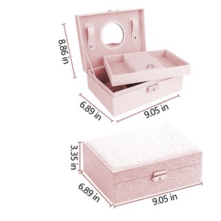 Foto 4 | Foto 4 | Joyero Huoguo Con Cierre Espejo Y 2 Capas Color Rosa - Venta Internacional.