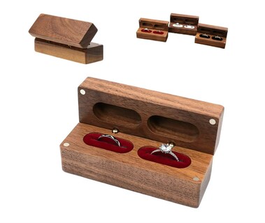 Foto 1 | Foto 1 | Caja De Madera Nogal Para Un Anillos De Boda O Compromiso