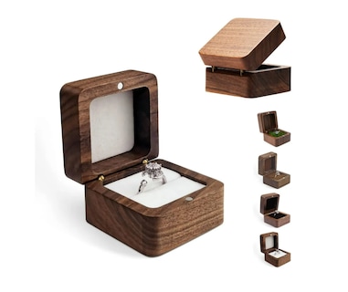 Foto 1 | Foto 1 | Caja De Madera Nogal Para Un Anillos De Boda O Compromiso