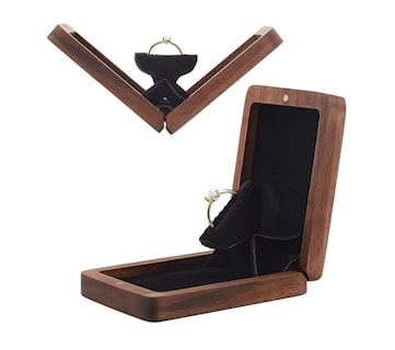 Foto 1 | Foto 1 | Caja Giratoria De Madera Nogal Para Anillos De Compromiso