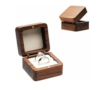 Foto 1 | Foto 1 | Caja De Madera Nogal Para Dos Anillos De Boda O Compromiso