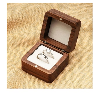 Foto 4 | Foto 4 | Caja De Madera Nogal Para Dos Anillos De Boda O Compromiso