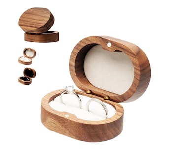 Foto 1 | Foto 1 | Caja De Madera Nogal Para Un Anillos De Boda O Compromiso