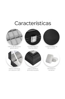 Foto 2 | Foto 2 | Estuche Alhajero Organizador De Relojes Y Joyas 12 Espacios Elegante  Con Almohadillas De Terciopelo  Piel Negro-gris