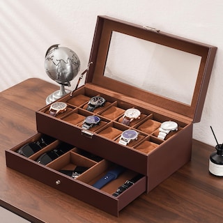Foto 6 | Foto 6 | Watch Box Procase De 12 Ranuras Para Hombre Con Tapa De Cristal Con Cajón - Venta Internacional.