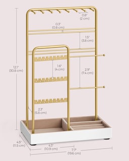 Foto 6 | Foto 6 | Soporte Para Joyas Songmics, Bandeja De Terciopelo Con Marco Metálico De Color Dorado - Venta Internacional.