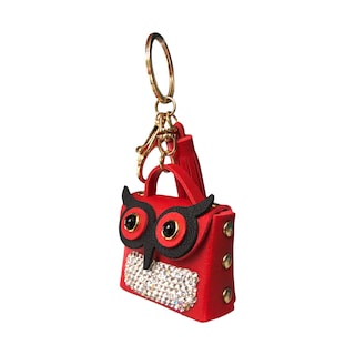 Foto 2 | Foto 2 | Llavero De Bolsita Búho Flecos Pedrería Color Rojo