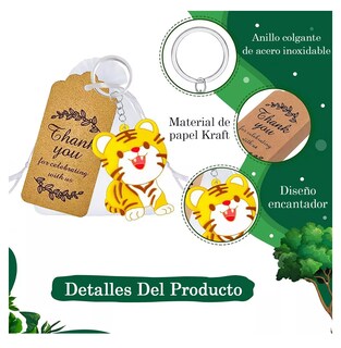 Foto 3 | Foto 3 | Llaveros De Animales Lab.g Regalo Para Decoración De Baby Shower 24 Pzs, Tigre
