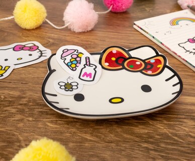 Foto 6 | Foto 6 | Bandeja Para Abalorios Sanrio Hello Kitty Con Forma De Lazo Con Purpurina Cerámica - Venta Internacional.