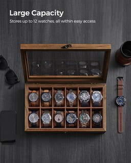 Foto 4 | Foto 4 | Watch Box Songmics Organizador De Madera De Nogal Rústico Con 12 Ranuras - Venta Internacional.