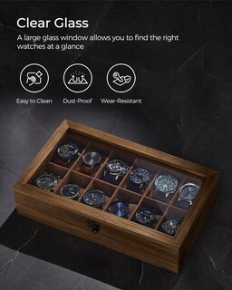 Foto 5 | Foto 5 | Watch Box Songmics Organizador De Madera De Nogal Rústico Con 12 Ranuras - Venta Internacional.