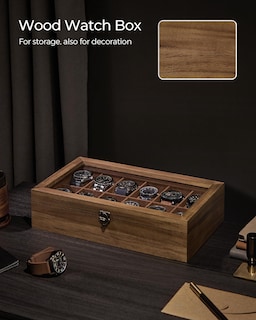 Foto 6 | Foto 6 | Watch Box Songmics Organizador De Madera De Nogal Rústico Con 12 Ranuras - Venta Internacional.