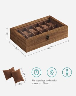 Foto 7 | Foto 7 | Watch Box Songmics Organizador De Madera De Nogal Rústico Con 12 Ranuras - Venta Internacional.