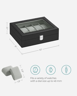 Foto 6 | Foto 6 | Caja para Relojes Songmics 10 Ranuras Negra - Venta Internacional