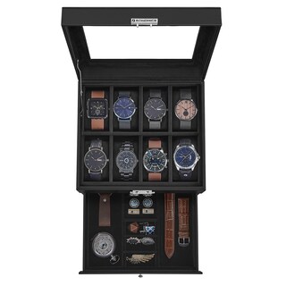 Foto 1 | Foto 1 | Caja Para Relojes Songmics De 8 Ranuras Con Cierre, Tapa De Cristal Y Cajón - Venta Internacional.
