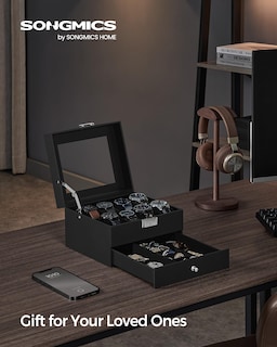 Foto 2 | Foto 2 | Caja Para Relojes Songmics De 8 Ranuras Con Cierre, Tapa De Cristal Y Cajón - Venta Internacional.