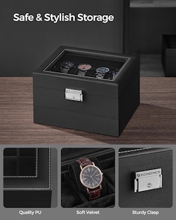 Foto 3 | Foto 3 | Caja Para Relojes Songmics De 8 Ranuras Con Cierre, Tapa De Cristal Y Cajón - Venta Internacional.