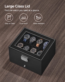 Foto 5 | Foto 5 | Caja Para Relojes Songmics De 8 Ranuras Con Cierre, Tapa De Cristal Y Cajón - Venta Internacional.