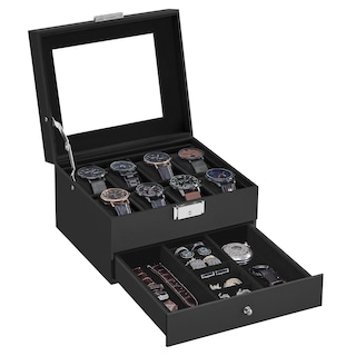 Foto 7 | Foto 7 | Caja Para Relojes Songmics De 8 Ranuras Con Cierre, Tapa De Cristal Y Cajón - Venta Internacional.