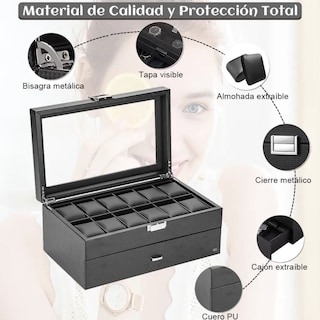 Foto 3 | Foto 3 | Estuche Exhibidor Relojes Caja Organizador Reloj 24 Espacios Eo Safe Imports Esi-19061 Negro