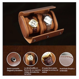 Foto 4 | Foto 4 | Estuche Cuero De Almacenamiento Para 2 Relojes Organizador Belug, Cafe