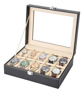 Foto 2 | Foto 2 | Caja Para Reloj Organizador De Relojes Y Joyas 10 Espacios Negro Beige