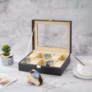 Foto 3 | Foto 3 | Caja Para Reloj Organizador De Relojes Y Joyas 10 Espacios Negro Beige