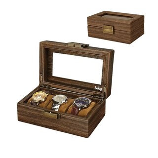Foto 3 | Foto 3 | Caja Organizadora Madera Nogal Y Vidrio Para Relojes Belug, Cafe Oscuro