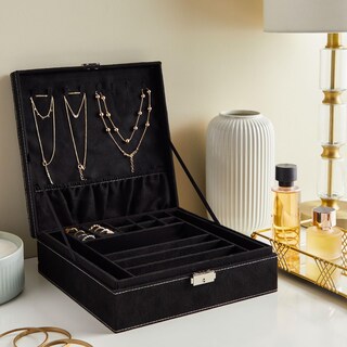Foto 5 | Foto 5 | Joyero Organizador Juvale Velvet De 2 Capas Con Cierre Para Viajes - Venta Internacional.