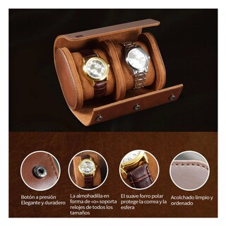 Foto 3 | Foto 3 | Estuche Cuero De Almacenamiento Para 2 Relojes Belug, Cafe Oscuro