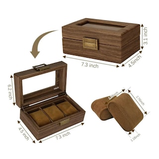 Foto 5 | Foto 5 | Caja Organizadora Madera Nogal Y Vidrio Para Relojes Lab.g, Cafe Oscuro