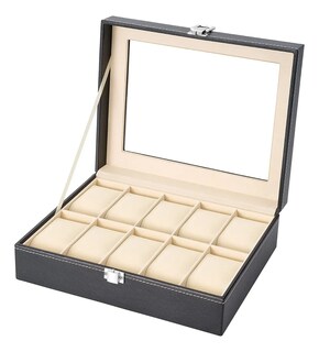 Foto 4 | Foto 4 | Caja Para Reloj Lab.g Organizador De Relojes Y Joyas 10 Espacios Negro Beige