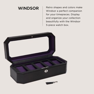 Foto 2 | Foto 2 | Caja De Relojes Wolf Windsor De Piel Vegana De 5 Piezas Color Negro Y Morado - Venta Internacional.