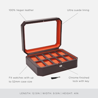 Foto 4 | Foto 4 | Caja De Relojes Wolf Windsor De 10 Piezas De Cuero Vegano Marrón/naranja - Venta Internacional.
