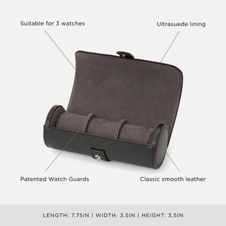 Foto 4 | Foto 4 | Reloj Roll Wolf Blake De Piel Negra Y Gris Con Capacidad Para 3 Relojes - Venta Internacional.