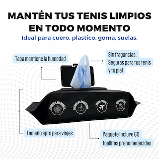 Foto 2 | Foto 2 | Toallitas de Limpieza de Tenis y Zapatos - Paquete de 60 Toallitas con doble poder Shoozas