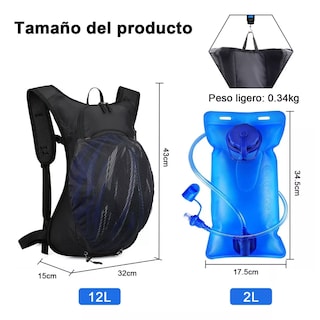 Foto 3 | Foto 3 | Mochila De Hidratación Ciclismo Con 2 L Bolsa De Agua Viaje Eo Safe Imports Esi-9461 Negro
