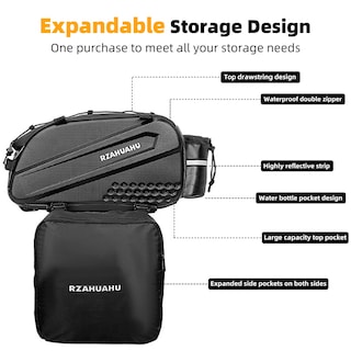 Foto 2 | Foto 2 | Bolsa Trasera Para Bicicleta Rzahuahu 3 En 1, Ampliable, 18 L, Negra - Venta Internacional.