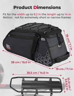 Foto 6 | Foto 6 | Bolsa Trasera Para Bicicletas Kemimoto 13l Resistente Al Agua Para Bicicletas Eléctricas - Venta Internacional.