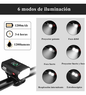 Foto 2 | Foto 2 | Xtellar Kit Luces Led De Alta Potencia Para Bicicleta, Negras, 1200 Lumens, Delantera Y Trasera