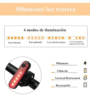 Foto 4 | Foto 4 | Xtellar Kit Luces Led De Alta Potencia Para Bicicleta, Negras, 1200 Lumens, Delantera Y Trasera