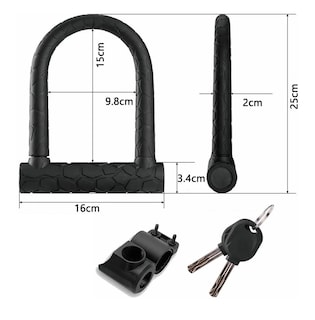 Foto 3 | Foto 3 | Candado Rígido Tipo U Para Bicicleta Motocicleta Con 2 Llaves Eo Safe Imports Esi-494 Negro