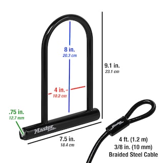 Foto 3 | Foto 3 | Candado Bike Lock Master Lock 7.25 U Con Cable En Forma De Bucle - Venta Internacional.