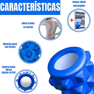 Foto 4 | Foto 4 | Rodillo de Espuma Eva Foar Roller Gim Azul para Masaje Yoga Contracturas Elasticidad 33 X 14 CM