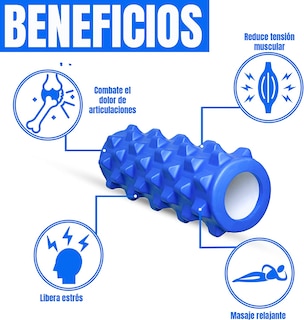 Foto 5 | Foto 5 | Rodillo de Espuma Eva Foar Roller Gim Azul para Masaje Yoga Contracturas Elasticidad 33 X 14 CM