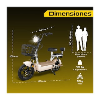 Foto 7 | Foto 7 | Bicleta Electrica Bicimoto 350w 12v 25km/h Luces Full Led Beige Bizmo