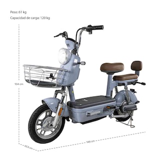 Foto 6 | Foto 6 | Bicicleta Electrica Bicimoto 48v 35kml/h Luces Full Led Gris Bizmo
